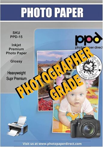 PPD 8.5 x 11" 50 Pack/180 gsm Glossy Photo Paper for Inkjet Printer, Custom Picture, Professional Photographic Instant Dry For Normal, Dye or Pigment Ink in Kuwait