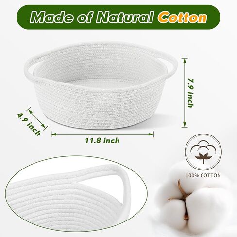 2 Pack Small Woven Baskets with Gift Bags and Bows, Gift Basket Empty with Handle, Cotton Rope Baskets Wrapping Plastic for Baby Shower, Mini Easter Basket for Storage, Decorative Organizing Bags, White in Saudi Arabia