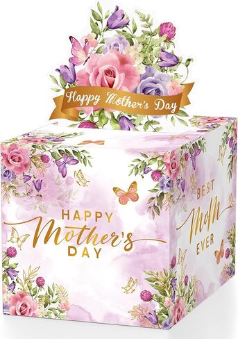 Mothers Day Money Box for Cash Gift Pull, Money Pull Box Gift Best Mom Ever, Funny Mothers Day Money Pull Box, Happy Mother’s Day Box for Cash with Pull Out Card DIY Set from Daughter Son (Watercolor) in Saudi Arabia