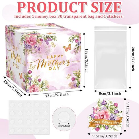 Mothers Day Money Box for Cash Gift Pull, Money Pull Box Gift Best Mom Ever, Funny Mothers Day Money Pull Box, Happy Mother’s Day Box for Cash with Pull Out Card DIY Set from Daughter Son (Watercolor) in Saudi Arabia