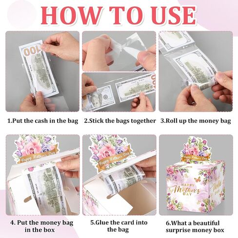 Mothers Day Money Box for Cash Gift Pull, Money Pull Box Gift Best Mom Ever, Funny Mothers Day Money Pull Box, Happy Mother’s Day Box for Cash with Pull Out Card DIY Set from Daughter Son (Watercolor) in Saudi Arabia