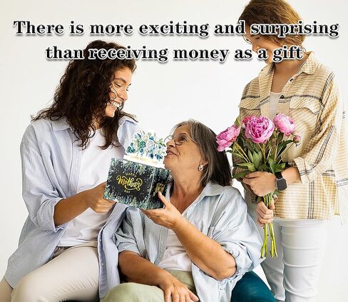 Mother's Day Money Box for Cash Gift Pull, Surprise Money Holder Cash Gift for Wife Mom Grandmother, DIY Fun with Pull Out Card and 50Pcs Transparent Bags (Pink Flower) in Saudi Arabia