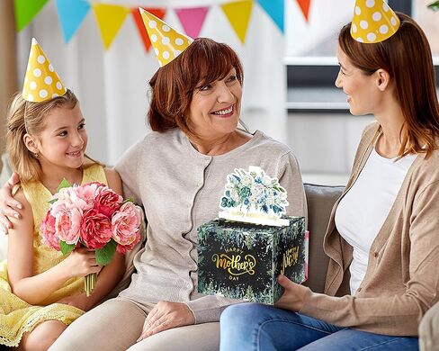 Mother's Day Money Box for Cash Gift Pull, Surprise Money Holder Cash Gift for Wife Mom Grandmother, DIY Fun with Pull Out Card and 50Pcs Transparent Bags (Pink Flower) in Saudi Arabia