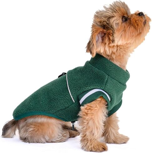 Fleece Puppy Sweater,Warm Pullover Fleece Dog Jacket with D-Ring,Winter Small Dog Sweater Coat,Cold Weather Dog Clothes for Small Dogs Teacup Dog Chihuahua Yorkie Boy or Girl-Blue-Grey S in Saudi Arabia