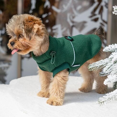 Fleece Puppy Sweater,Warm Pullover Fleece Dog Jacket with D-Ring,Winter Small Dog Sweater Coat,Cold Weather Dog Clothes for Small Dogs Teacup Dog Chihuahua Yorkie Boy or Girl-Blue-Grey S in Saudi Arabia
