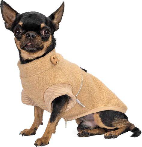 Fleece Puppy Sweater,Warm Pullover Fleece Dog Jacket with D-Ring,Winter Small Dog Sweater Coat,Cold Weather Dog Clothes for Small Dogs Teacup Dog Chihuahua Yorkie Boy or Girl-Blue-Grey S in Saudi Arabia