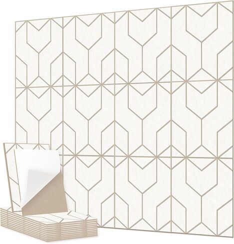 12 Pack Felt Acoustic Panels, 48"x48"x0.4" Large Acoustic Wall Panels, Self-Adhesive Sound Absorbing Panels for Recording Studios & Offices,Camel Felt+Black Decorative Acoustic Panels in Kuwait