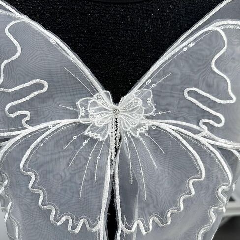 Embroidered Butterfly Patches Mesh Layer Organza Lace Collar Appliques Sew On Patch Wing DIY Clothing Pajamas Dresses Craft Decoration (Black) in Saudi Arabia