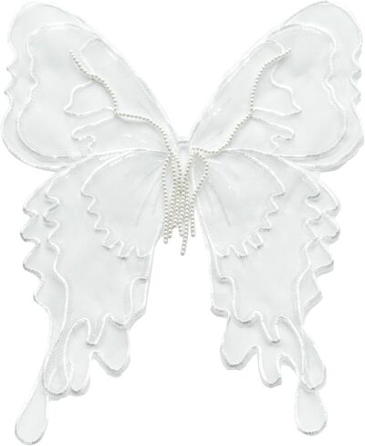Embroidered Butterfly Patches Mesh Layer Organza Lace Collar Appliques Sew On Patch Wing DIY Clothing Pajamas Dresses Craft Decoration (Black) in Saudi Arabia