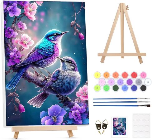Paint by Numbers Kit for Adults Beginners with Framed Canvas&Wooden Easel, DIY Acrylic Paint Color by Numbers Kits for Adults, Flower Horse Paintwork Arts and Crafts for Home Decor 8x12inch in Saudi Arabia