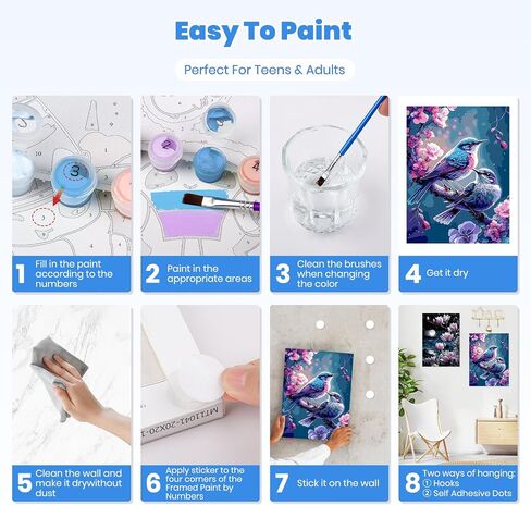 Paint by Numbers Kit for Adults Beginners with Framed Canvas&Wooden Easel, DIY Acrylic Paint Color by Numbers Kits for Adults, Flower Horse Paintwork Arts and Crafts for Home Decor 8x12inch in Saudi Arabia