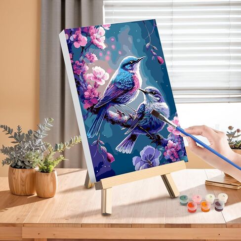 Paint by Numbers Kit for Adults Beginners with Framed Canvas&Wooden Easel, DIY Acrylic Paint Color by Numbers Kits for Adults, Flower Horse Paintwork Arts and Crafts for Home Decor 8x12inch in Saudi Arabia