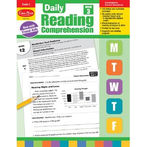 Evan-Moor Daily Reading Comprehension, Grade 3 - Homeschooling and Classroom Resource Workbook, Reproducible Worksheets, Teaching Edition, Fiction and Nonfiction, Lesson Plans, Test Prep