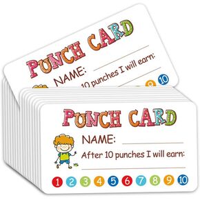 Punch Card, 100pcs Reward Incentive Card for Teacher, Behavior Chart for Kids, Homeschool Classroom Supplies for Motivation