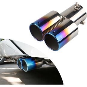 1 PC Car Exhaust Tip, Stainless Steel Tailpipe Muffler, Modified Tail Throat, Vehicle Rear Tip Replacement Part, Auto Exterior Decor, Universal for Most Cars, Trucks (Black #Straight)