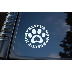 Rescue Mom Vinyl Sticker Decal (V62) Pet Lover Dog Puppy Adopt Supplies 4.5" (White)