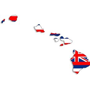 Large Hawaiian Islands Shaped Hawaii State Flag Sticker (hi Kauai oahu Vinyl Decal for Car Truck Window (7 x 11 inch)