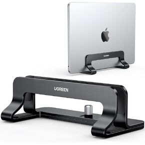 UGREEN Vertical Laptop Stand Holder for Desk Compatible with MacBook Pro, MacBook Air Stand Vertical Aluminum Adjustable for Up to 17.3 Inch Gaming Laptop, Silver