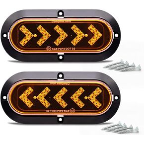 TMH (Pack of 2 6 Inch Oval ARROW Amber Light Turn Signal Tail Indicator Light 25 LED Sealed Marker Lights suitable for Truck Trailer Dump Truck Bus 12V DC