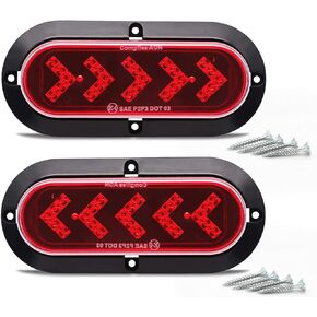 TMH (Pack of 2 6 Inch Oval ARROW Amber Light Turn Signal Tail Indicator Light 25 LED Sealed Marker Lights suitable for Truck Trailer Dump Truck Bus 12V DC