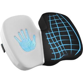 Breathable Memory Foam Seat Cushion for Office Chair, Car, Truck, Wheelchair w/Mesh & Velvet Covers - Tailbone Coccyx Sciatica Pain Relief - All Day Comfort