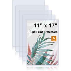 Rainmae 10 Pack 11" x 17" Rigid Print Protectors, Clear Waterproof Hard Plastic Page Sheet Protectors, Paper Sleeves Photo Plastic Sleeves Hard Plastic Document Holder Birth Certificate Protector in Kuwait