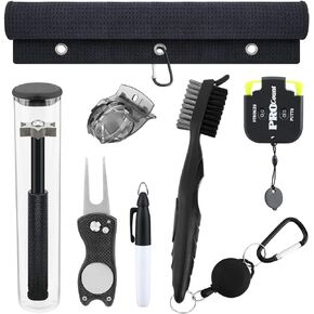 Golf Club Cleaning Kits, Golf Tool Accessories Kit with Golf Towel, Golf Club Brush, Golf Divot Tool, Hex Drain Cleaner, Golf Scorer, Golf Ball Marker, Golf Accessories for Men and Women