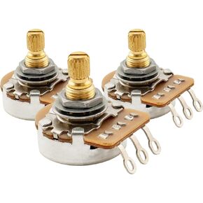 Musiclily Pro HD A250K Full Brass Metric Coarse 18-Spline Split Shaft Pots Audio Taper Potentiometers for Electric Guitar Bass (Set of 4)