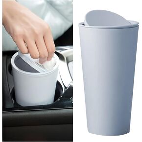 Car Garbage Can with Lid, Leakproof Automotive Cup Holder Trash Bin, Portable Mini Car Trash Can, Multipurpose Waterproof Small Dustbin Accessories for Home Office Kitchen Bedroom