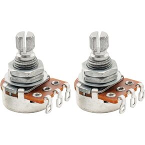 Alpha A250K Metric Coarse 18-Spline Alu Mini Short Split Shaft Pots Audio Taper Potentiometers for Electric Guitar Bass (Set of 2)