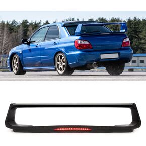 HECASA Rear Trunk Spoiler Wing w/Brake Light Compatible with 2002-2007 Subaru Impreza WRX Sedan 4-Door Trunk Lip Spoiler Plastic Painted Glossy Black