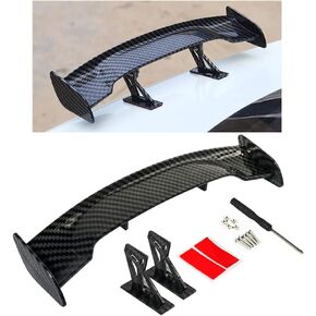 Car Mini Spoiler Wing, Car Tail Wing,Carbon Fiber Texture Car Mini Tiny Trunk Spoiler Without Perforation,9.8 Inch Carbon Fiber Tail Wing Spoiler Wing Decoration for Most Cars