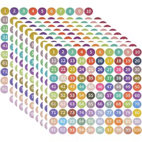 1 Inch Colorful Number Labels,Waterproof & Self-Adhesive Number Stickers forHome,Office,Kitchen,Organizing,10pcs 1-100 (White) in Kuwait