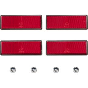 4Pcs 1.25" x 3.45" Red Rectangle Plastic Reflective Warning Reflector for Motorcycle Bike