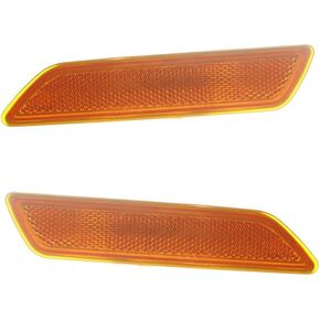 For Chrysler Sebring 2007 2008 2009 2010 Bumper Reflector Unit Driver and Passenger Side | Pair | Front | Amber Lens | Sedan | Replacement For CH2550128, CH2551128 | 4389699AC, 4389698AC