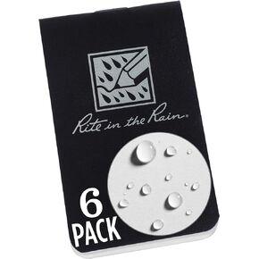 Rite in the Rain Weatherproof On The Go Wallet Notebook, 2" x 3.375", Tan Cover, Blank Pages, 6 Pack (No. OTG971TL)