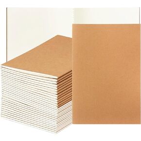 Nicunom 30 Pack A5 Kraft Notebooks, Bulk Blank Journals for Kids, Travel Journal Unlined Sketchbooks Memo Diary Planner for Office Classroom Supplies, 60 Pages, 8.3x5.5 inch
