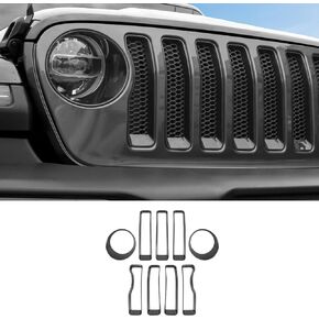Grille Inserts & Headlight Cover for 2018-2023 Jeep JL Sport & Sport S ONLY (Matte Black)