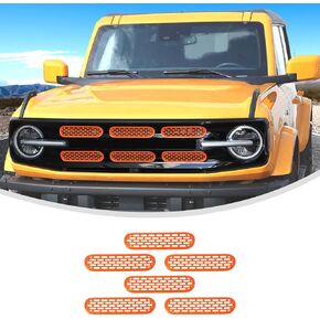 حشوات شبكية أمامية من Linskip متوافقة مع Ford Bronco Big Bend & Outer Banks 2021 2022 2023 2024، غطاء حماية شبكي، ملحقات خارجية (برتقالي) in Kuwait