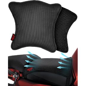 Badass Moto Motorcycle Seat Cushions, Air Cooling Pad 3D Mesh Air Flow, Motorcycle Seat Pad with Extra Thick Padding Insert for Cool Cushioned Bike Seating, Great Gift Idea - Cruiser