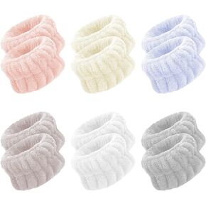 12pcs Wrist Bands for Washing Face, Liubeili Wrist Towels Bands, Microfiber Wristband for Washing Face Absorbent Wrist Sweatband for Women Prevent Liquid from Spilling