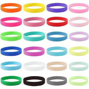 24 Pieces Solid Luminous Color Blank Silicone Bracelets Wristbands, Colored Blank Wristbands Rubber Bands Silicone Wristbands Rubber Bracelets for Women Men Teen Events Party