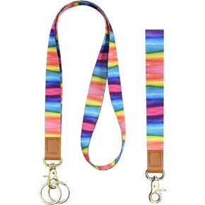 koorito 2Pack Wristlet Strap for Key and Long Neck Lanyards, Hand Wrist Lanyard Key Chain Holder, Long Neck Teacher Lanyard