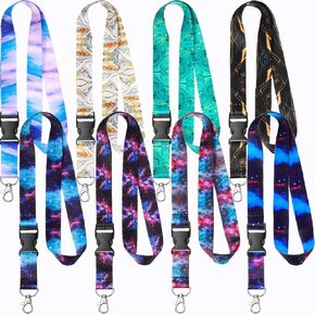 Outus 8 Pieces Lanyards for Keys Neck Lanyard for Women Office ID Badge Holder Lanyards Key Chain Holder Wristlet Lanyard for Men (Starry Style)
