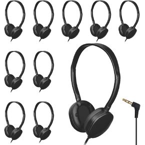 20 Pack Headphones Bulk Adjustable Classroom Headphones Library on Ear Headphones Wholesale School Headphones with Wire 3.5 mm Plug for Student, Kids, Adults(Black)