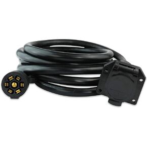 7-Way Trailer Extension Cord Wire 12 Ft - 7 Pin Connector Plug for RV Trailer, Caravan, 5th Wheel to Truck or Van - Heavy Duty & Weatherproof (12-Feet)