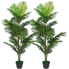 2 Pcs Artificial Palm Trees, 5.2ft - Artificial Trees for Home Decor Indoor & Outdoor, Faux Palm, Large Tree, Tall Fake Tree