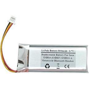 800mAh 3.7V Replacement Battery for Sena SMH10, SMHEV, SMH10-A Motorcycle Bluetooth Headset, Helmet Intercom