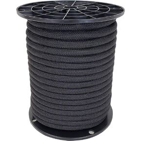 3/8 inch Black Polyester Bungee/Shock Cord - 100 Foot Spool | Marine Grade - High UV and Abrasion Resistance