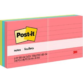 Post-it Notes, 3x3 in, 6 Pads, America's #1 Favorite Sticky Notes, Poptimistic Collection, Bright Colors (Magenta, Pink, Blue, Green), Clean Removal, Recyclable (630-6AN)